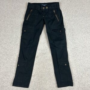 Vintage 90's Ralph Lauren Multipocket Womens Sz 2 Zip Cargo Pants Black Zippers